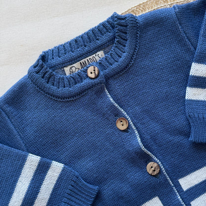 Conjunto hilo - Azul con rayas blancas