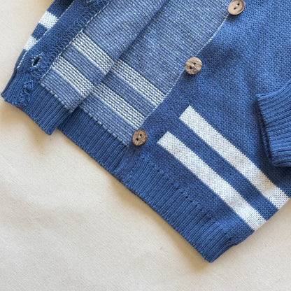 Conjunto hilo - Azul con rayas blancas