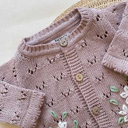 Conjunto hilo - Rosa viejo con florcitas