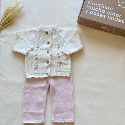 Conjunto hilo - Beige y rosa