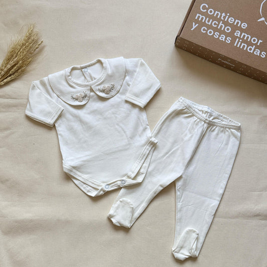 Set algodón -  Florcita blanca