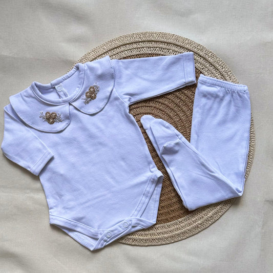 Set algodón - Florcita beige