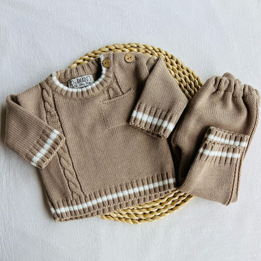 Conjunto tejido - Marrón con bolsillitos
