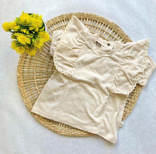 Remera con voladitos - Beige