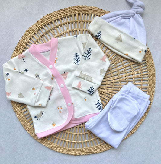Set algodón - Rosa, crudo y blanco