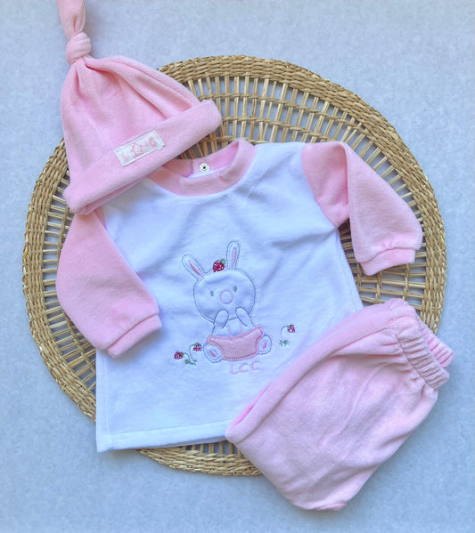 Conjunto plush - Rosa y blanco conejito