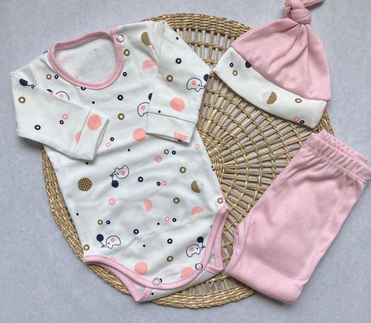 Set algodón - Rosa elefantitos