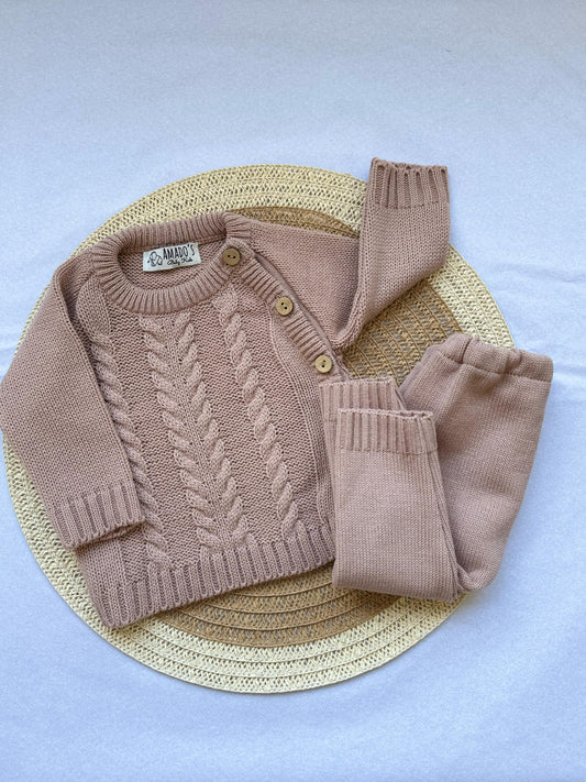 Conjunto tejido - Rosa pálido
