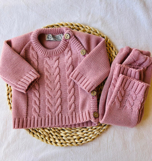 Conjunto tejido - Rosa viejo