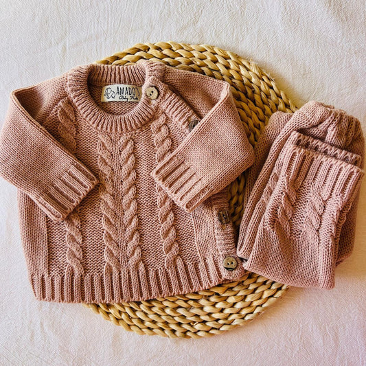 Conjunto tejido - Rosa arena