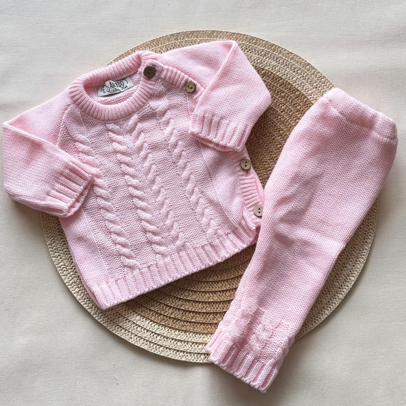 Conjunto tejido - Rosa bebé