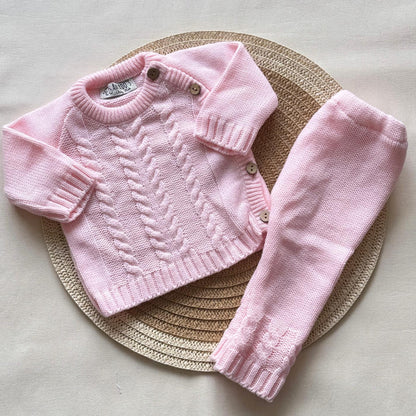 Conjunto tejido - Rosa bebé